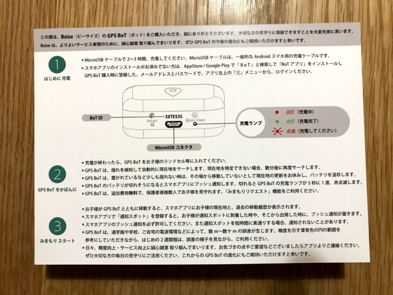 パッケージ裏の説明書